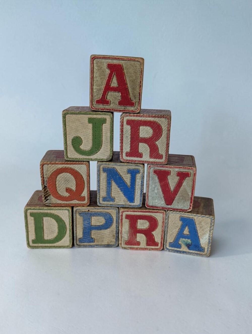 Vintage Wooden Alphabet Blocks Lot of 10 ABC Letters Primitive Decor